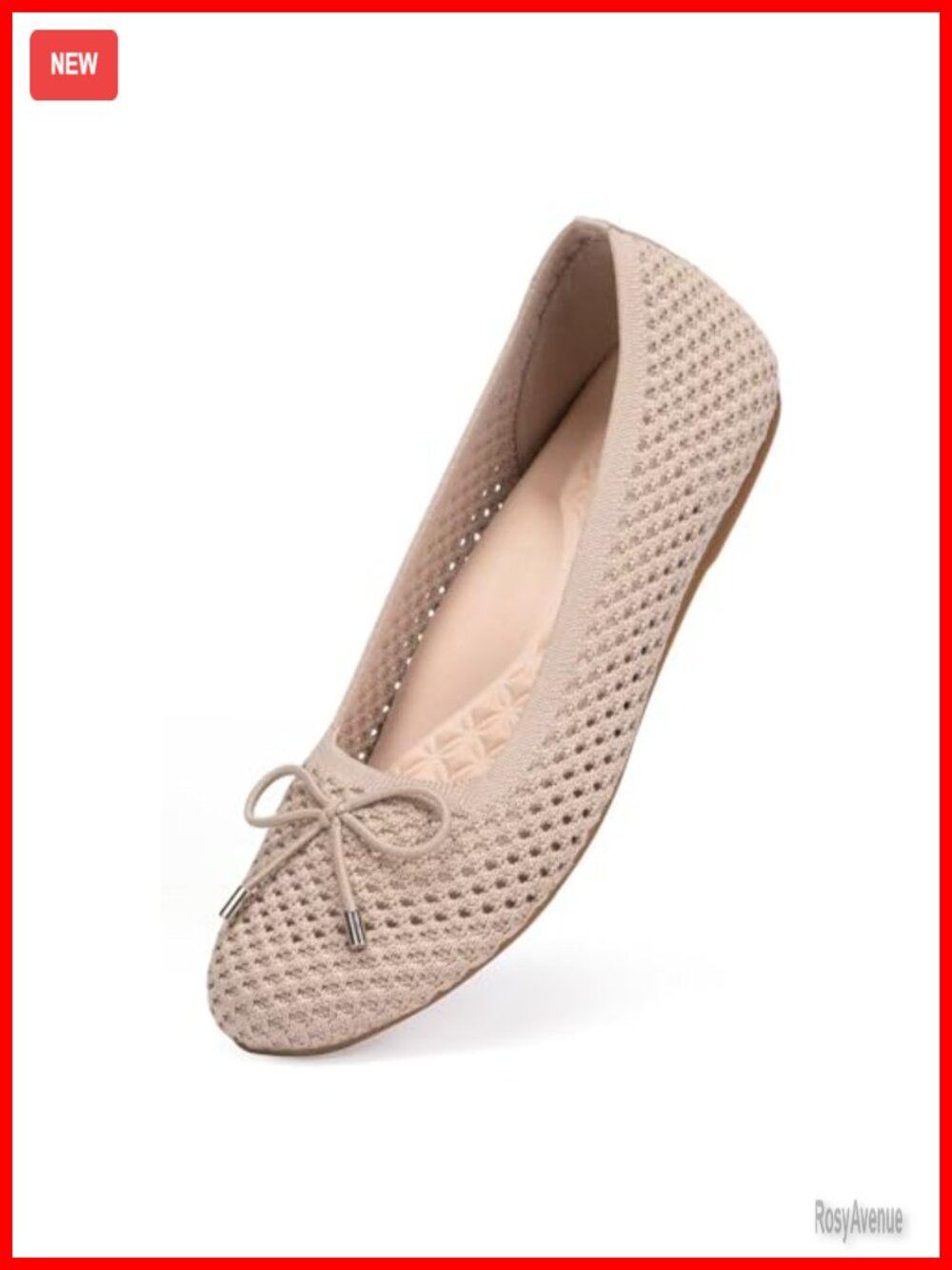 Women's Mesh Knit Ballet Flats Round Toe Bow-Knot Slip-On Casual